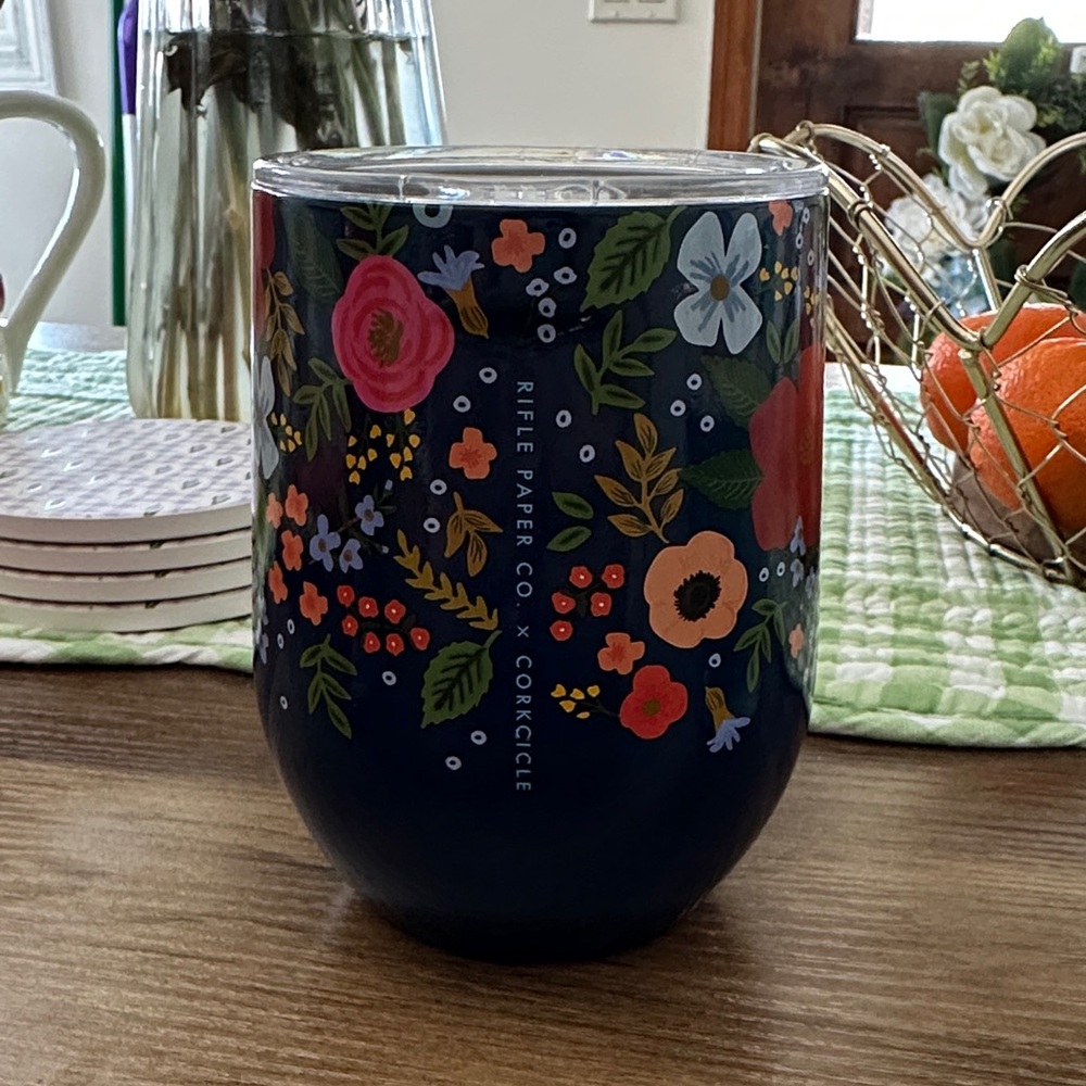 Rifle Paper Co. Navy Floral Corkcicle Tumbler
